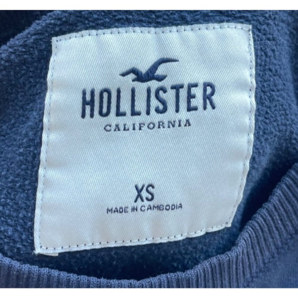 Hollister Womens Y2K Sweatshirt Size XS Logo Crewneck Graphic Spell‎ Out Navy - Picture 8 of 10